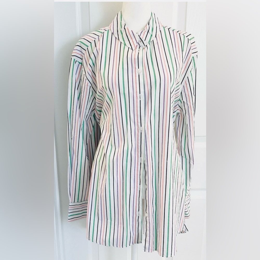 NWT VELVET HEART‎ Striped Button Up Shirt 100%  Cotton Long Sleeve Womens Sz. L